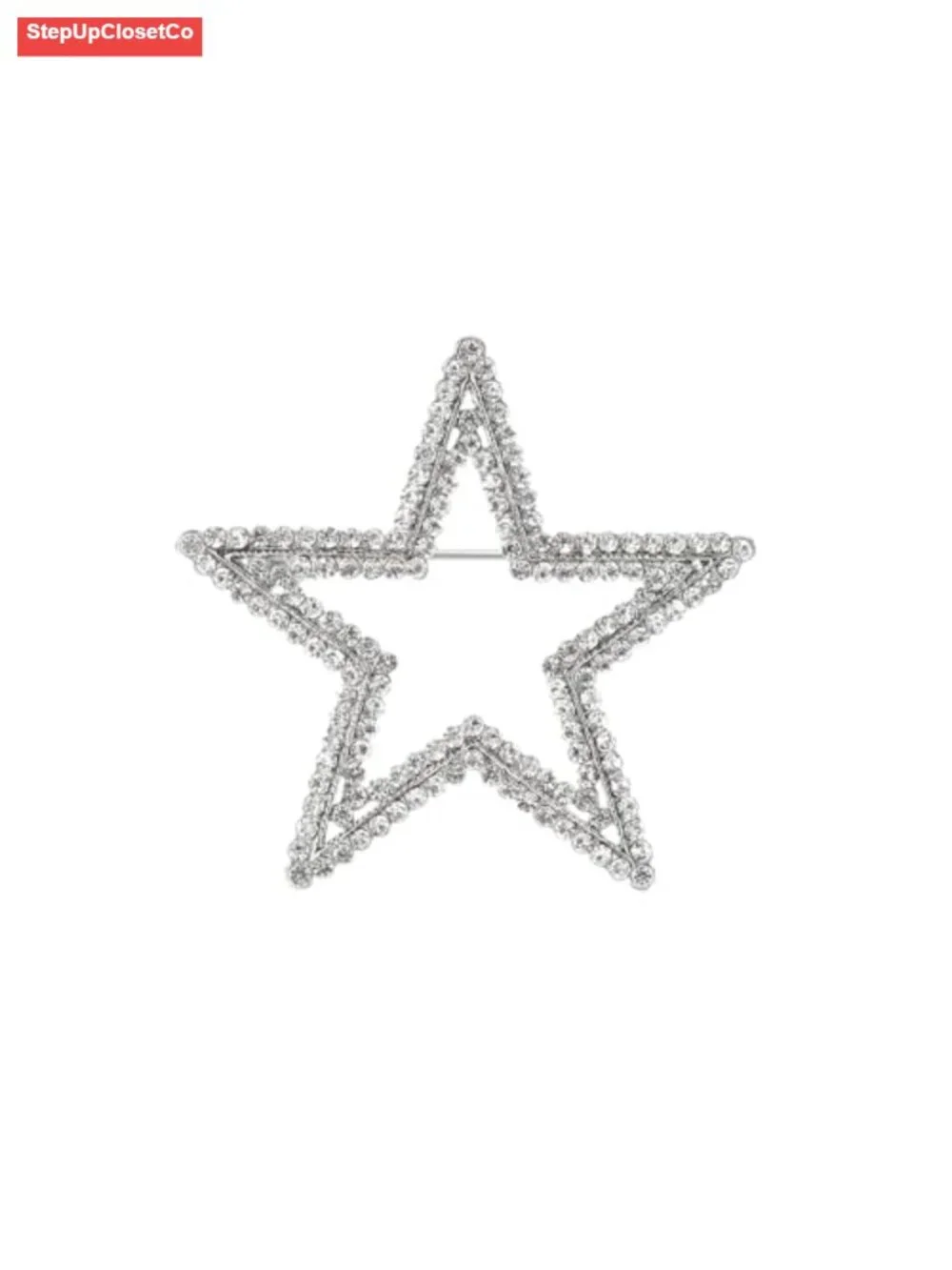 Shiny Rhinestone Star Brooch Pin Women Men Corsage Lapel Scarf Shawl Clip